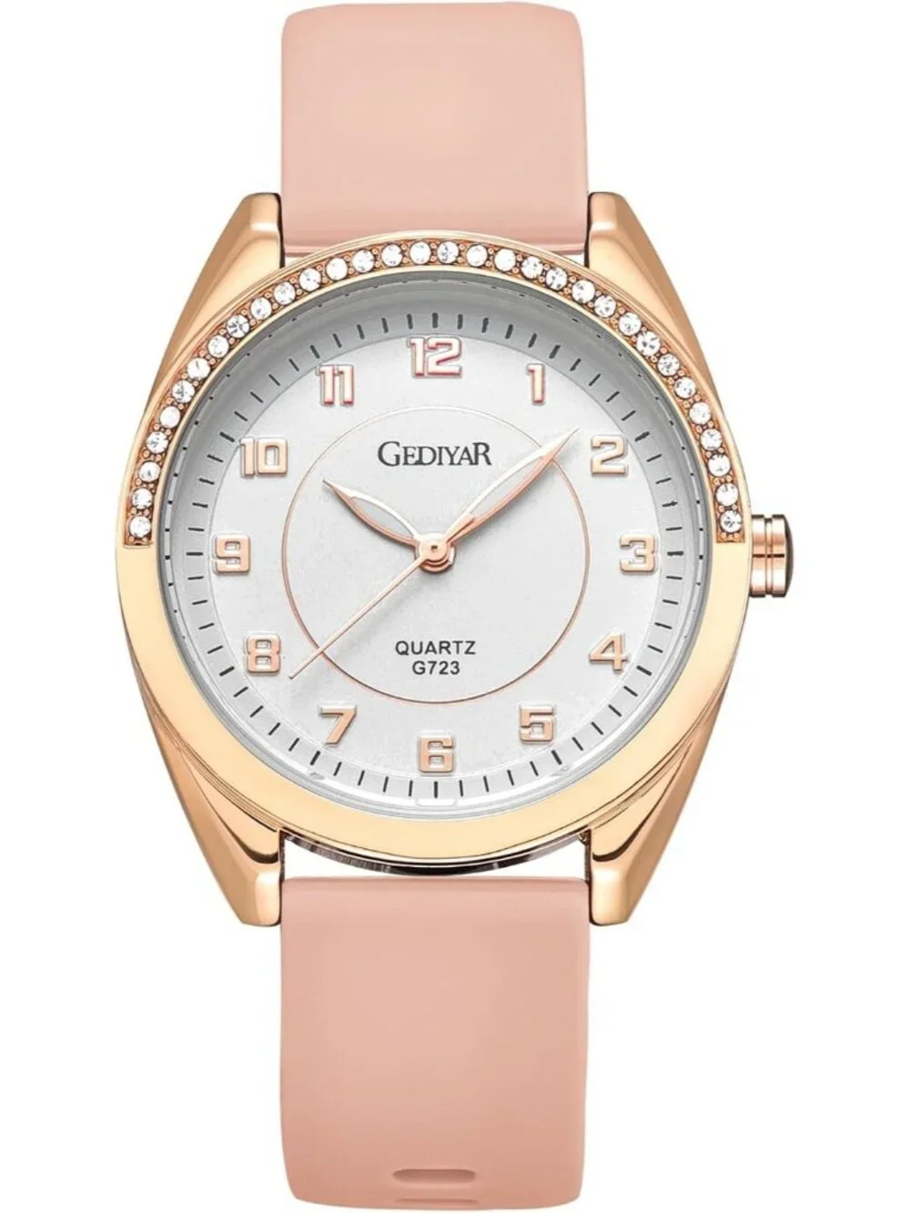Women's Pink Silicone Strap Waterproof Analog Quartz Easy Read Dial Wrist Watch
